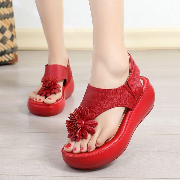 

swonco genuine leather sandals shoes women summer flip flops 2020 summer new female chunky sandals shoes white casual, Black