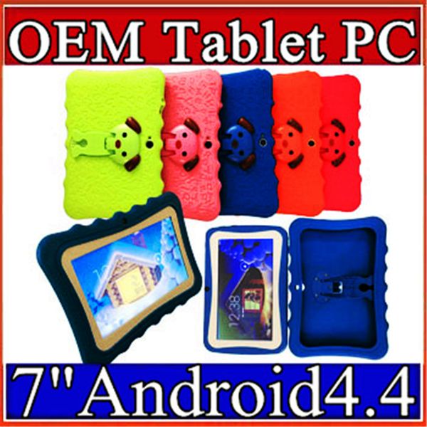

2018 детский бренд планшетный пк 7 "quad core детский планшет android 4.4 allwinner a33 google player wi-fi большой динамик защитная крышка