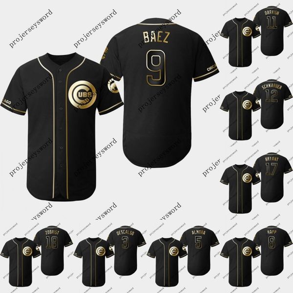 

Chicago 9 Javier Baez 2019 Golden Edition Jersey 5 Albert Almora Jr. 12 Kyle Schwarber 18 Ben Zobrist 22 Jason Heyward Cubs Baseball Jerseys