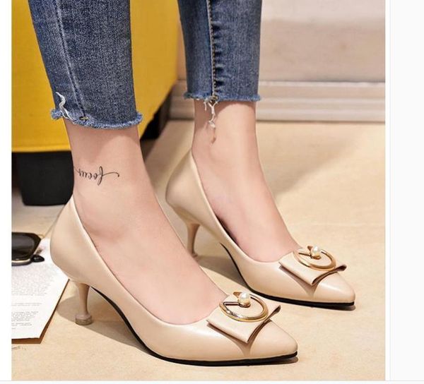 

women's shoes spring and autumn high fine heel pointed end @cfrt275, Black