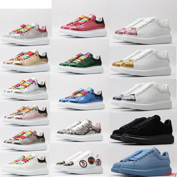 

2019 designer men fashion luxury women shoes mens leather lace up platform wide sole sneakers white black casual shoes [with ] 17cb#