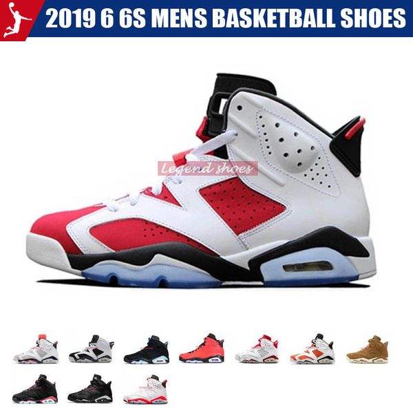 

2019 6 6s mens basketball shoes blue unc angry bull black cat gatorade alternate wheat sports sneaker size eur 41-47, White;red