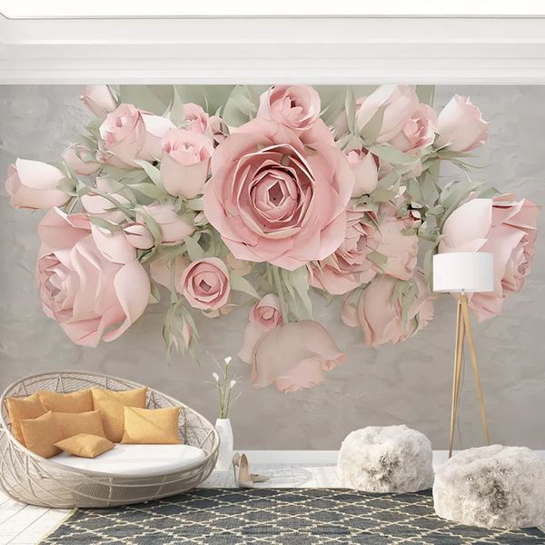 

custom 3d p wallpaper for bedroom walls 3d embossed non-woven flower floral mural living room sofa tv background decoration