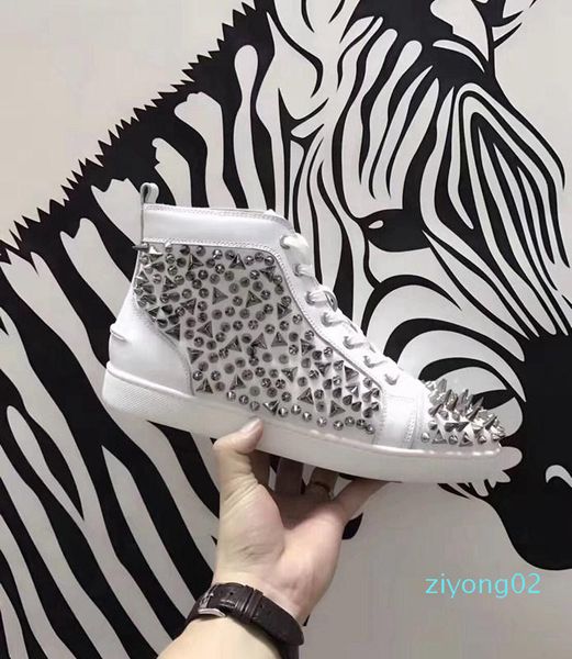 

luxury designer sneakers classical designers shoes red bottom luxury shoes fashion brand studded spikes flat luxury shoe 7 colors l14 z02, Black