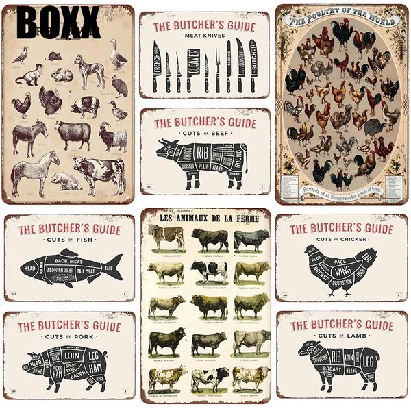 

cuts beef plaque metal vintage tin sign pin up shabby chic decor metal signs vintage bar decoration metal poster pub room decor plate