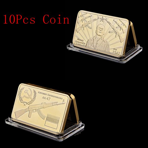 

10pcs/lo ak47 rifle kalaschnikow cccp russian 1947 gold layered ingot/bar