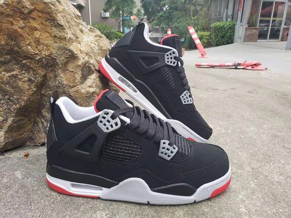 

2019 Classic 4 Bred Men Women Designer Outdoor Shoes Cheap 4S Black Cement Grey-Summit White-Fire Red Mens Athletic Sport Sneakers With Box