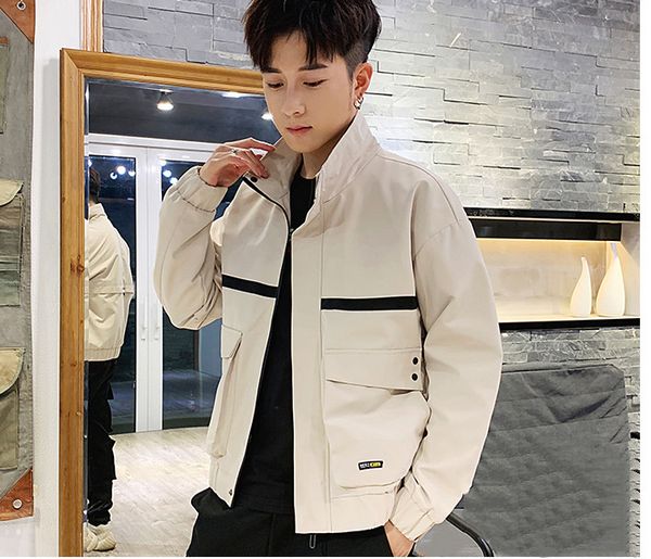 

2019 new autumn winter men's fashion casual work wear jacket male zipper stand collar male clothing, Black;brown