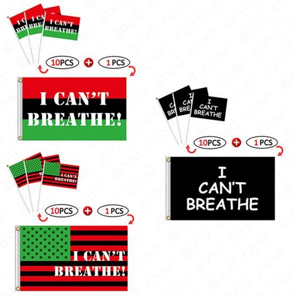 

design americana banners and hand signal flag sets letters printed i can't breathe flag 90*150cm black lives matter parade flags d6413