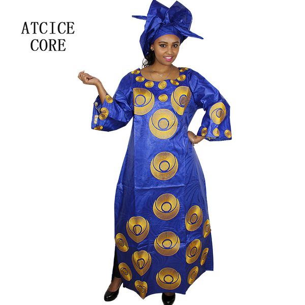 

african dresses for women fashion design new african bazin embroidery design dress long dress with scarf two pcs one set a243#, Red