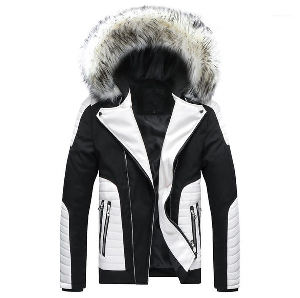 

parkas mens designer winter hooded down coats warm thick windbreaker hooded fur down, Black