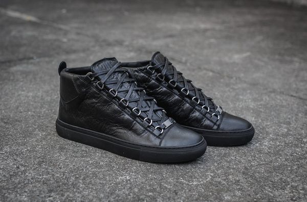 

new personality men wrinkle leather arena shoes flat fashion luxury high lace up shoes designer kanye west sneakers size 38-47, Black