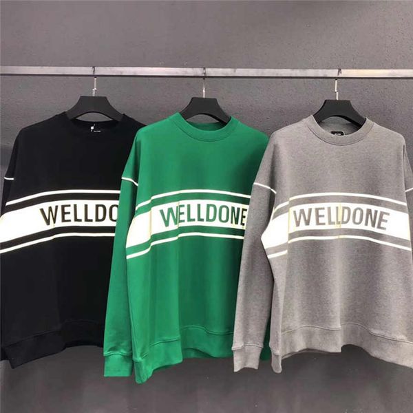 

3m reflective we11 done sweatshirts men womenhoodies 19fw welldone welldone pullover, Black
