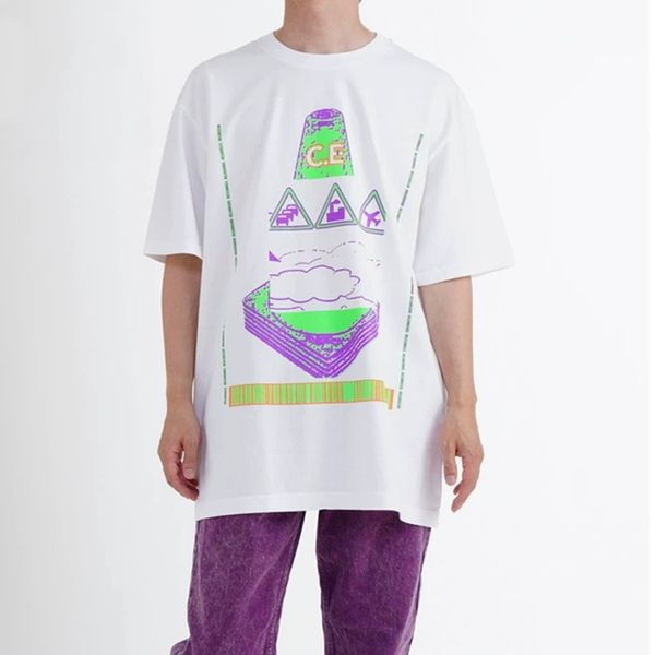 

мужские дизайнер футболки high street cavempt c.e scooter t 19aw ce сыпучие tee цветной печати мода марка с коротким рукавом s-xl, White;black