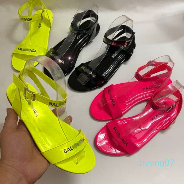 

women summer beach sandals flats shoes pu plus size one-strap open toe candy sandalias mujer sapato feminino z07, Black