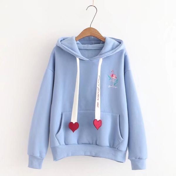 

autumn & winter korean-style hoodie women's loose-fit padded sweaters ribbon embroidered large size long sleeve students wh, Black