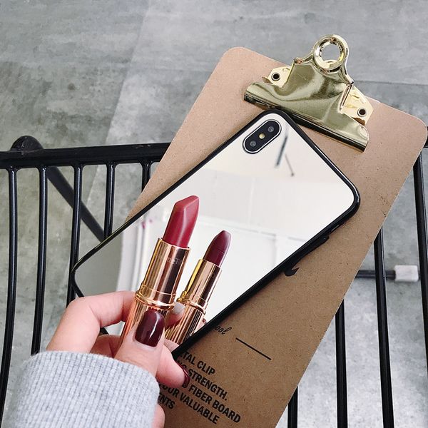 

luxury mirror phone case for iphone cosmetic mirror soft frame back cover case for iphone x xr xs max 11 pro max