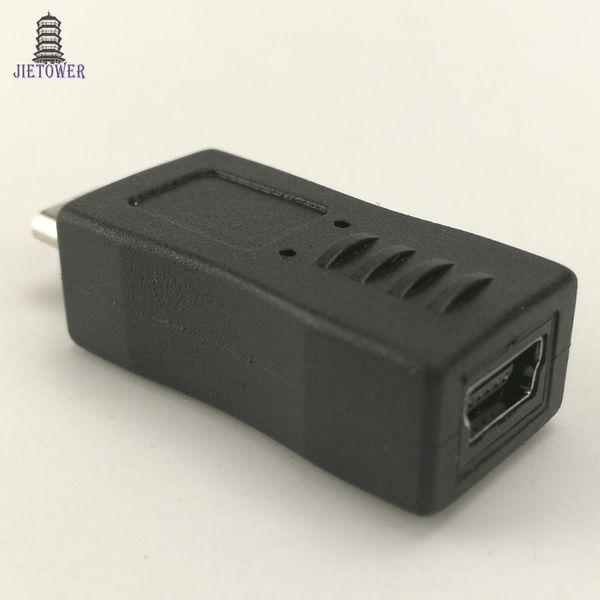 100 pçs / lote Micro USB masculino para USB mini 5pin t conector feminino para adaptador de telefone móvel