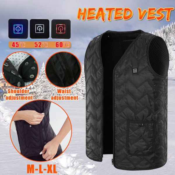 

2018 men women electric heated vest 3 gear heating waistcoat thermal warm clothing feather winter jacket m//xl usb, Gray;blue