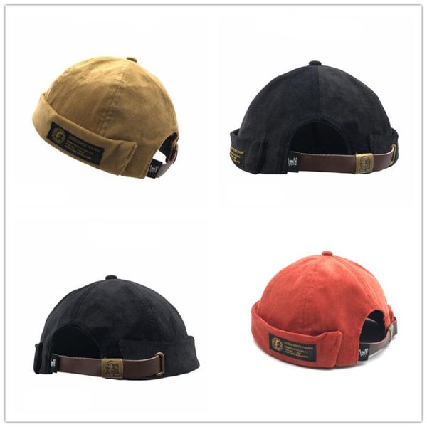 

beanies men street casual docker sailor biker hat mens corduroy adjustable french brimless vogue retro skullcap pumpkin navy beanie