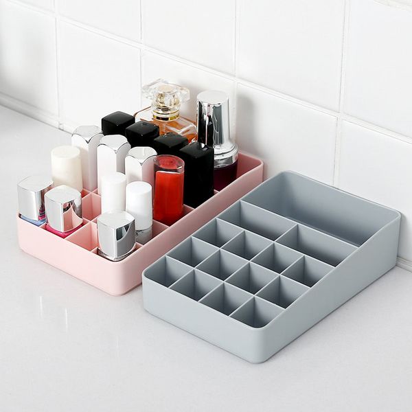 

15 grid makeup organizer cosmetic storage box lipstick nail polish drill holder makeup brush rack skin care jewelry box holder