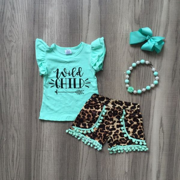 

baby girls summer outfits kids girls wild child theme summer outfits children boutique clothes leopard pant with accessories y200623, White