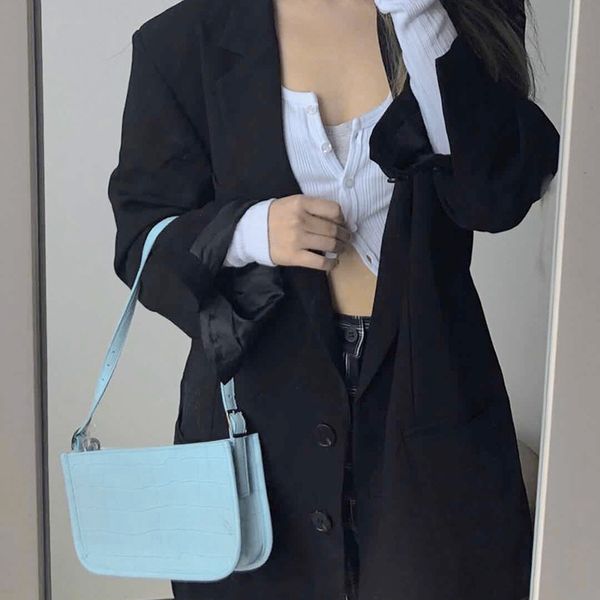 

fashion crocodile pattern baguette bags for women retro totes bags 2020 pu leather handbag lady's shoulder bag