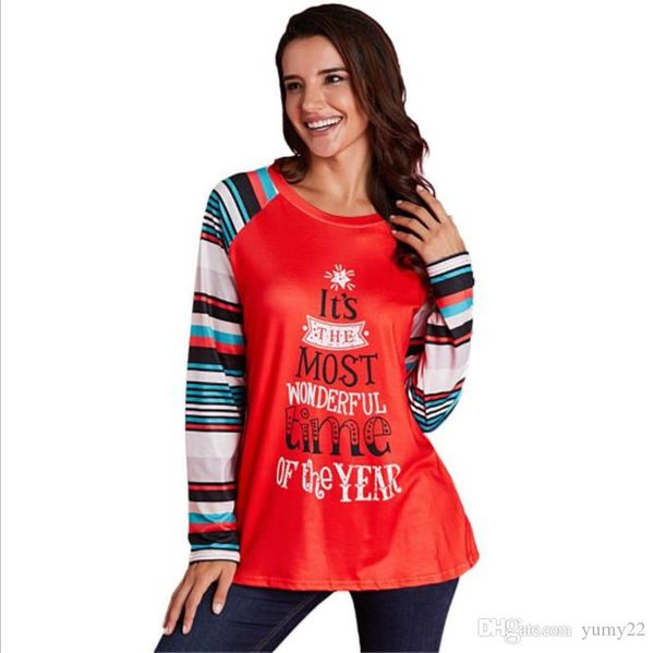 

рождество осень женщин дизайнер tshirt мода crew neck tops casual женщины digital отпечатанных майки, White