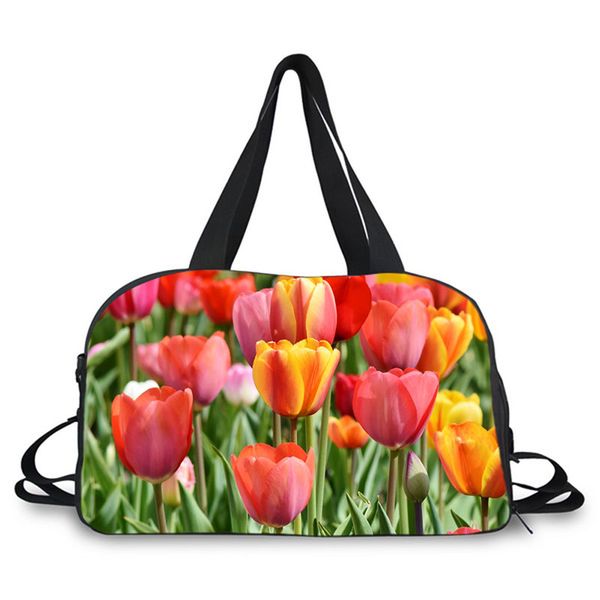 

duffel bag travel bag colorful flower rose tulip print for men women valise sport gym deportivas bags