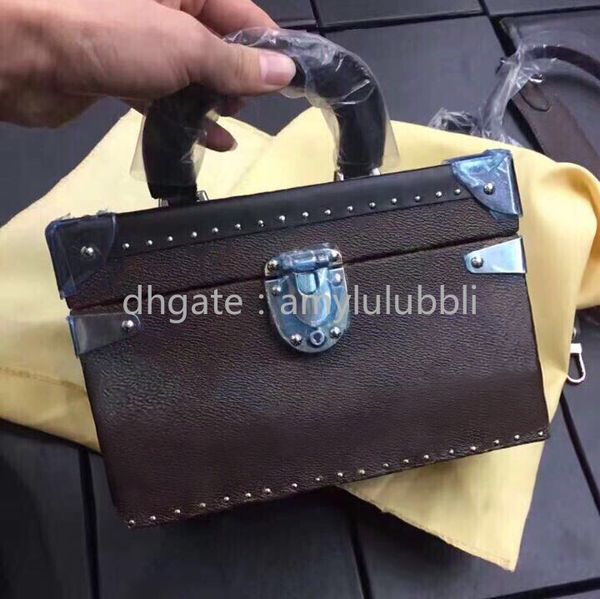 

sell classic leather fashion old flower makeup box wholesale designer hand box crossbody shoulder bag storage handbag