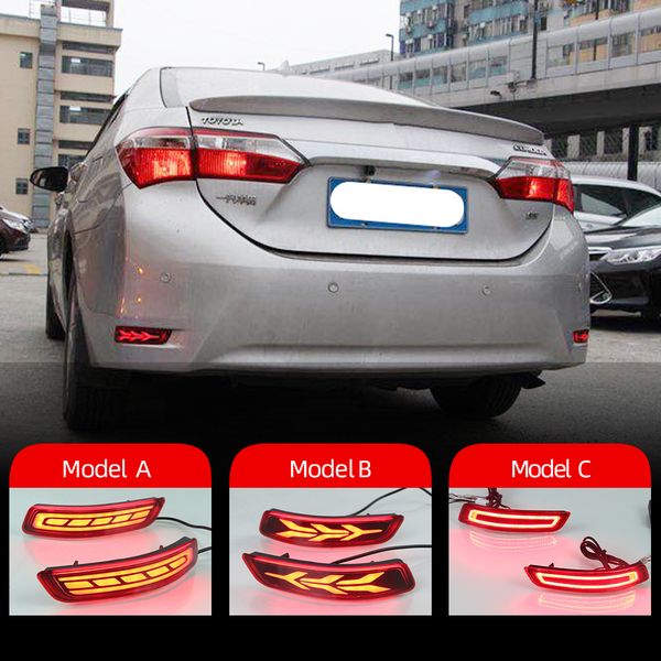

2pcs car led reflector for toyota corolla altis 2014 2015 2016 2017 2018 rear fog lamp bumper light brake light dynamic signal