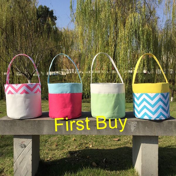 

30pcs/lot wholesale monogrammed cute chevron polyester easter bucket personalized chevron easter baskets for 2019
