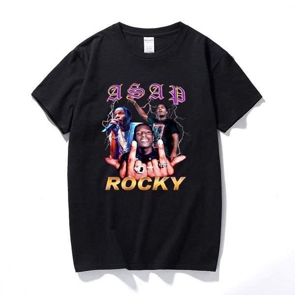 

asap rocky rock asap rocky мужчины футболка новое лето хип-хоп рубашка camisetas hombre ay уличная 100% премиум хлопок с коротким рукавом фу, White;black