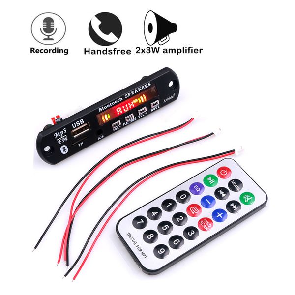 

with microphone 6w bluetooth 5.0 car kit handswireless fm receiver support tf card 3.5mm usb aux
