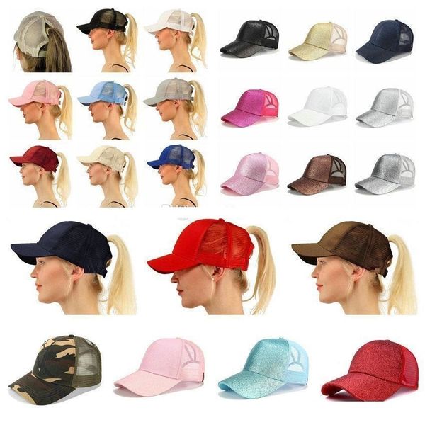 

26 color glitter ponytail breathable me h ba eball cap men 039 ladie bag ummer truck gorra hiny gold hining ladie hat