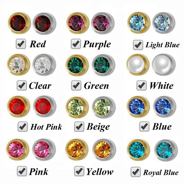 

2pairs sterile packed birthstone ear stud piercing gun mixed silver&gold push-back earrings piercing safe for baby, Golden;silver