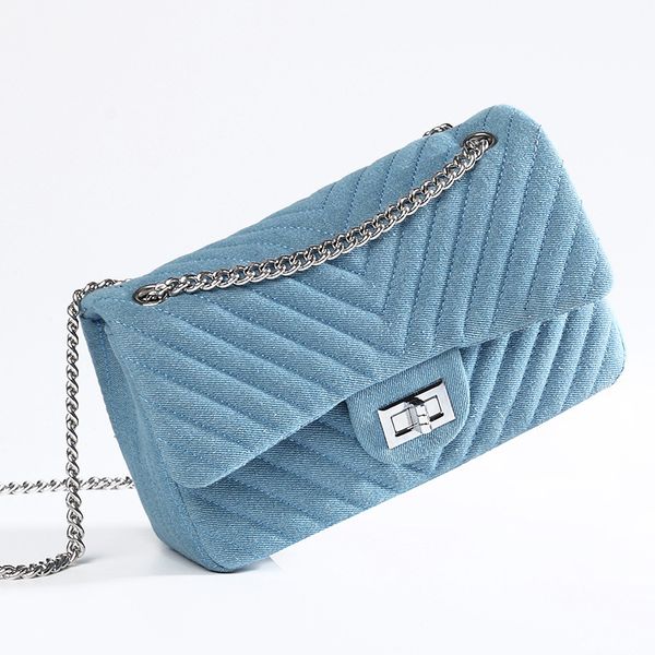

2019 women denim handbags bags shoulder bag classic chain flap bags jean quilted crossbody handbag bolsas femininas