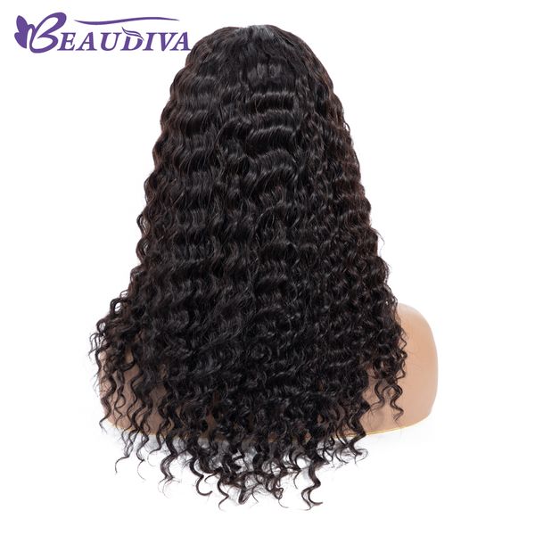 

curly 4*4 peruvian lace frontal human hair wigs with baby hair deep curly lace wigs pre plucked bleached knots, Black;brown
