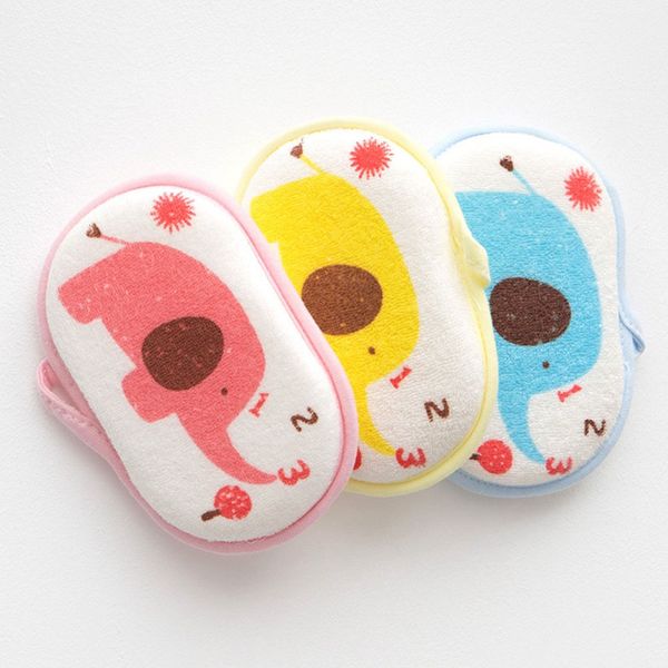 

eco-friendly super soft infant bath cotton sponge baby bath brush lovely elephant sponge bath supplies