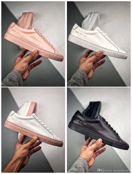 

fashion italy designer common projects by women low men womens luxury leather casual shoe platform sneakers chaussure femme homme, Black