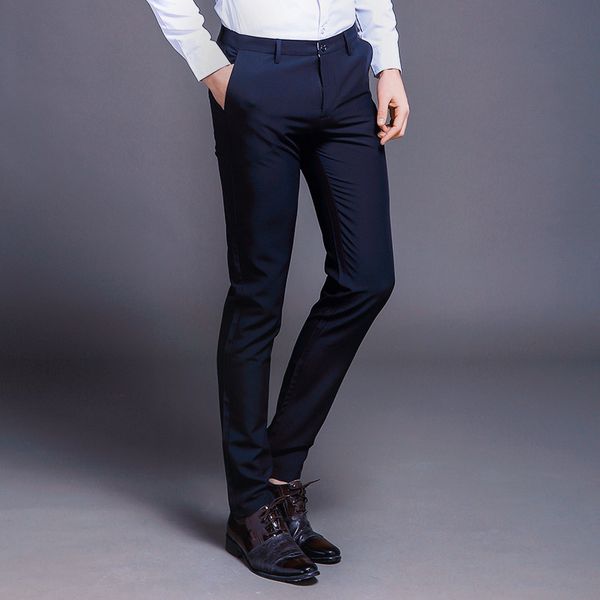 

marchwind brand designer fashion new cotton men pants straight long male classic business casual trousers full length mid, Black