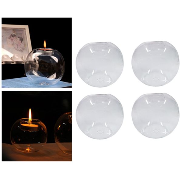 

4x glass candlestick tea light candle holder wedding party centerpieces 8cm