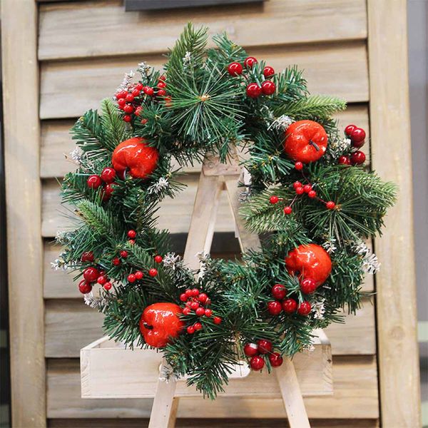 

30cm christmas red apple wreath door wall berry ornament garland decoration