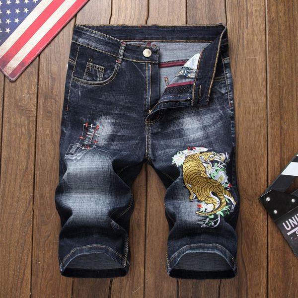 

nice summer men short jeans fashion casual bermuda denim brand clothes, Blue