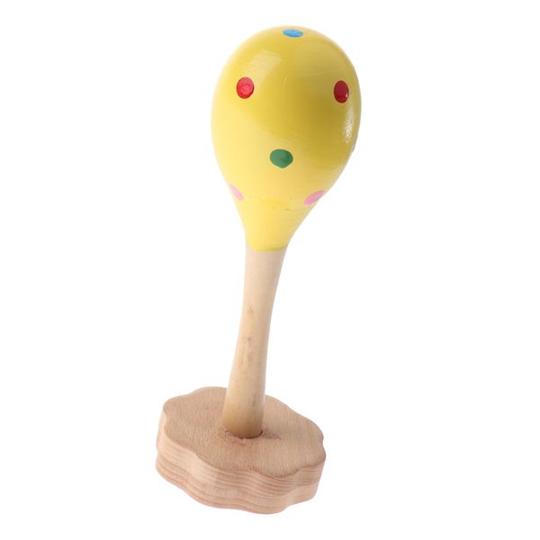 

colorful wooden maraca shaker rhythm rattle toys wood base for children