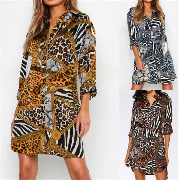 

леопардовые женские дизайнерские платья с v-образным вырезом с завязками женские платья шифон женская одежда, Black;gray