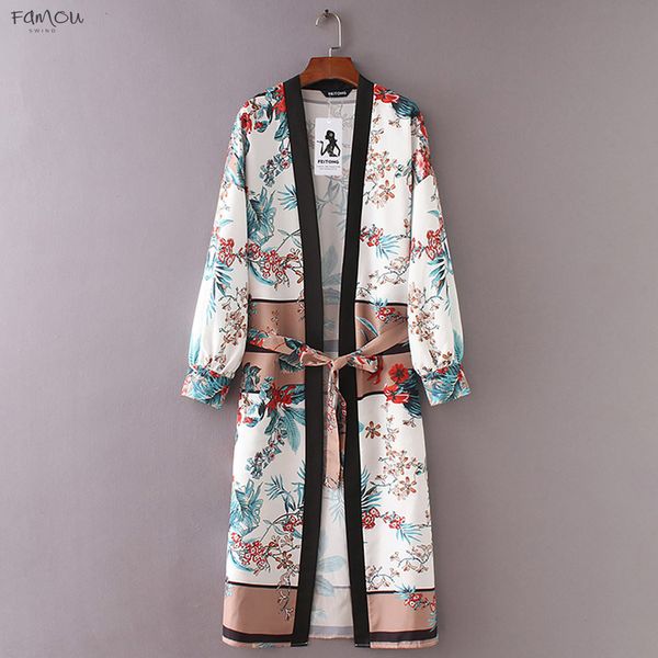 

Long Belt Shawl Bandage Womens Print Top Cardigan Kimono Cover Up Blouse Beachwear Dropshipping Aug29# Drop Shipping Good Quality