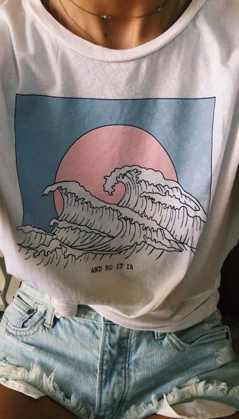 

and so it is ocean wave aesthetic t-shirt women tumblr 90s fashion white tee cute summer casual o neck cool t shirts
