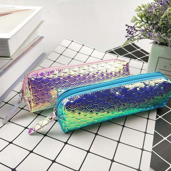

scale pencil case laser glitter pencil bag school creative pencilcase for office supplies kawaii stationery girls gift