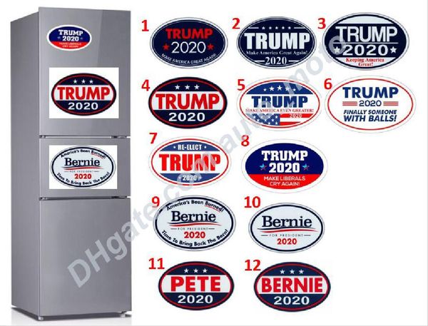 envio gratuito de 12 tipos novos estilos Donald Trump 2020 Bernie Magnetic geladeira adesivo 14x9cm Trump imã parede Bernie etiqueta